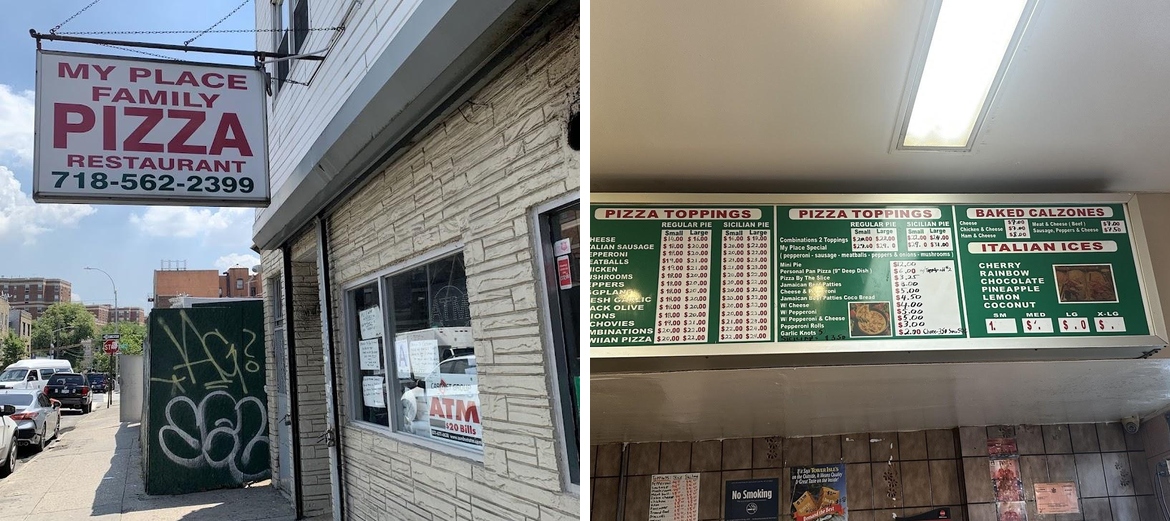 My Place Family Pizza Menu